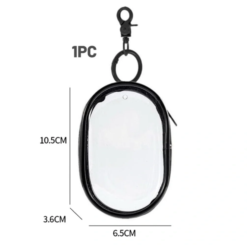 💞 New Small Black Transparent Keychain Charging Cable Storage Bag